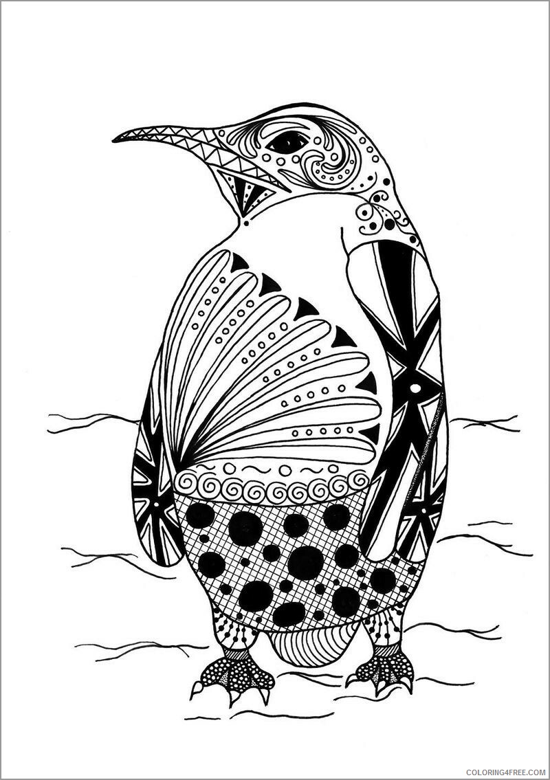 Penguins Coloring Pages Animal Printable Sheets mandala penguin 2021 3824 Coloring4free