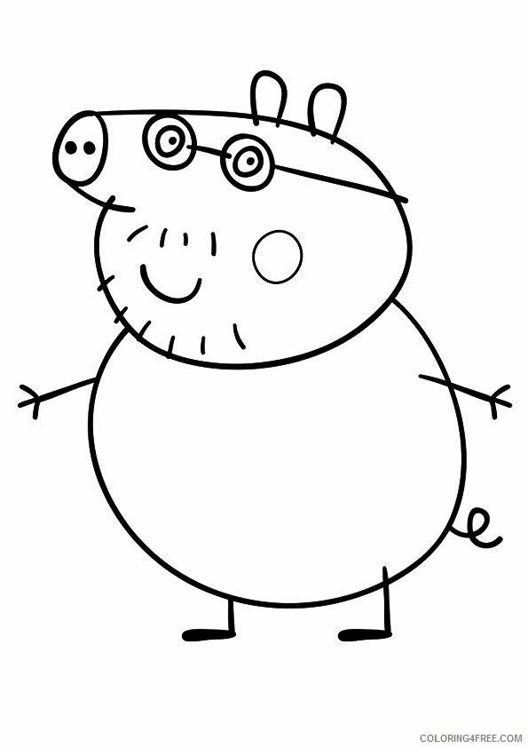 Pig Coloring Pages Animal Printable Sheets Daddy pig 2021 3870 Coloring4free