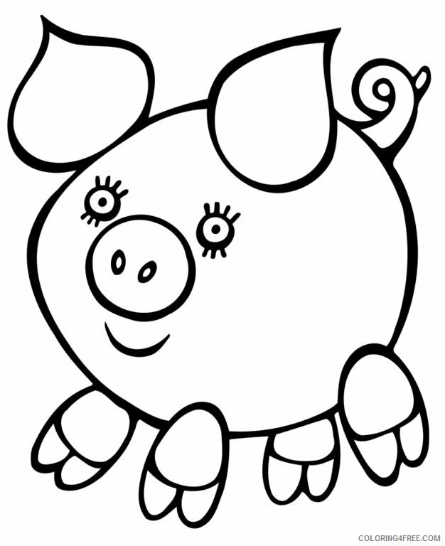 Pig Coloring Pages Animal Printable Sheets Easy Pig 2021 3874 Coloring4free