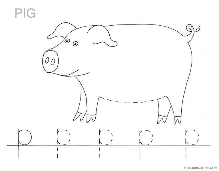 Pig Coloring Pages Animal Printable Sheets Letter P is for Pig 2021 3881 Coloring4free