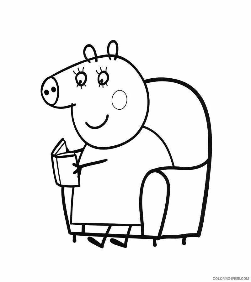 Pig Coloring Pages Animal Printable Sheets Mommy pig 2021 3884 Coloring4free