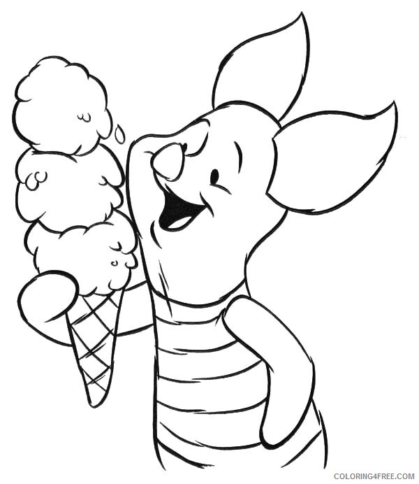 Pig Coloring Pages Animal Printable Sheets Piglet Ice Cream 2021 3915 Coloring4free