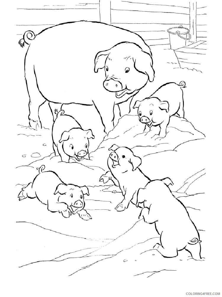 Pig Coloring Pages Animal Printable Sheets animals pig 20 2021 3860 Coloring4free