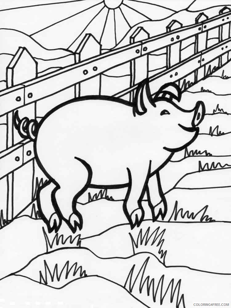 Pig Coloring Pages Animal Printable Sheets animals pig 9 2021 3862 Coloring4free