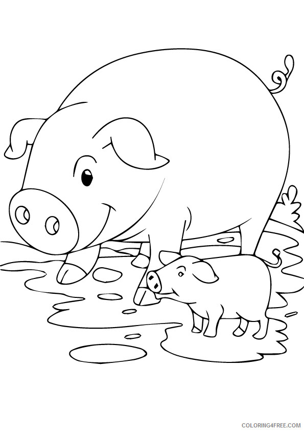 Pig Coloring Pages Animal Printable Sheets pig and piglet 2021 3846 Coloring4free