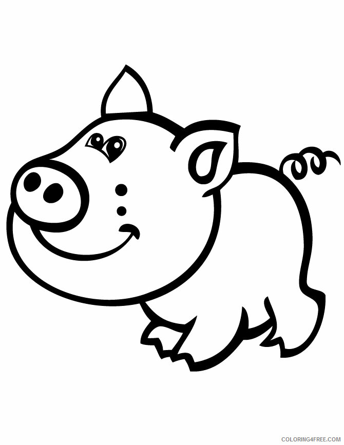 Pig Coloring Pages Animal Printable Sheets pig smiling 2021 3852 Coloring4free