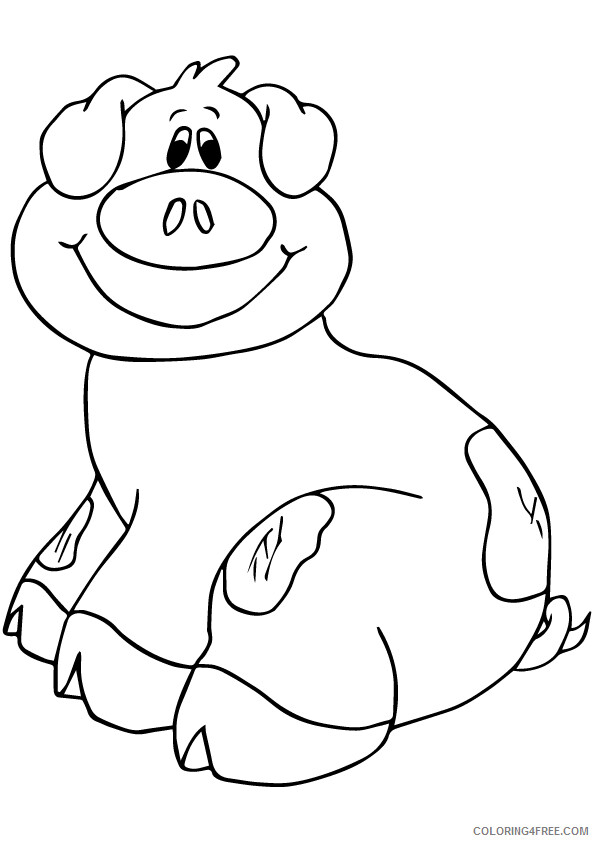 Pig Coloring Pages Animal Printable Sheets smiling pig 2021 3847 Coloring4free