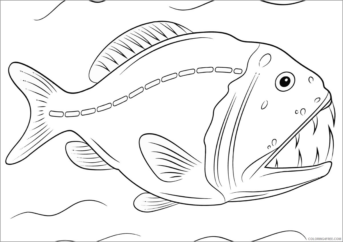 Piranhas Coloring Pages Animal Printable Sheets printable piranha 2021 3947 Coloring4free