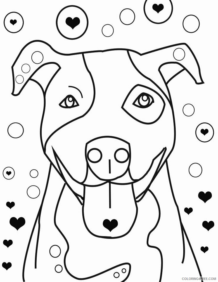 Pitbull Coloring Pages Animal Printable Sheets Cute Pitbull 2021 3948 Coloring4free