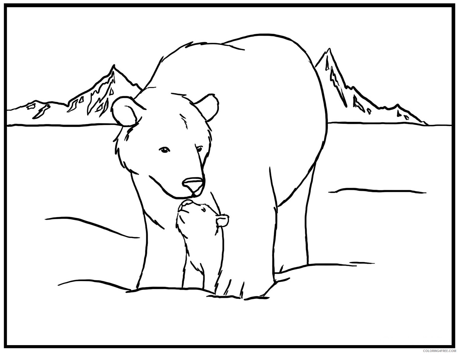 Polar Bear Coloring Pages Animal Printable Sheets Polar Bear Free 2021 3977 Coloring4free