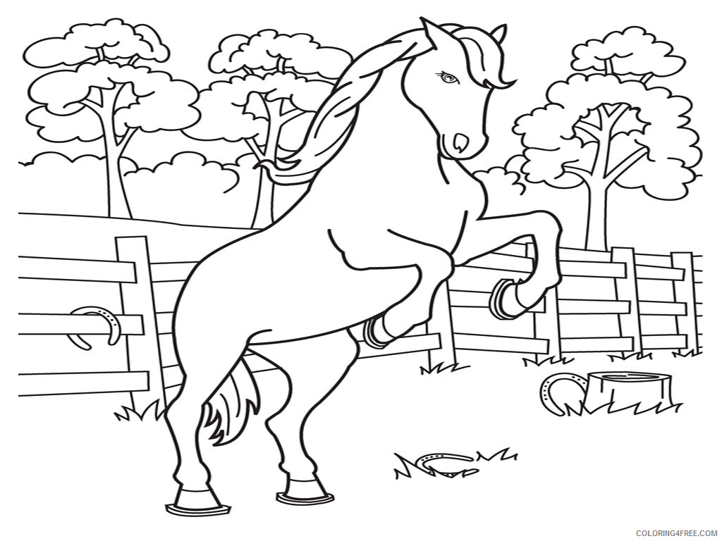 Pony Coloring Pages Animal Printable Sheets Jumping Pony 2021 3988 Coloring4free