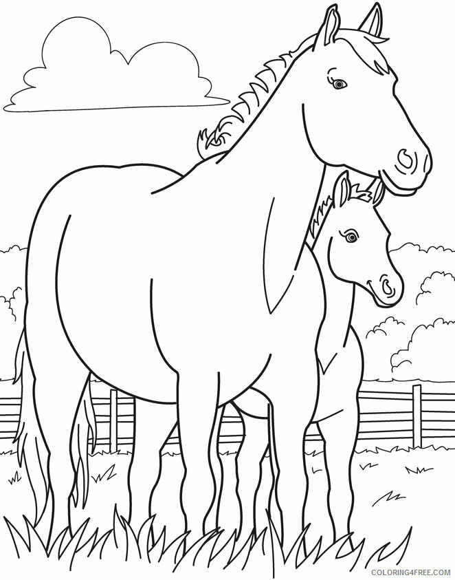 Pony Coloring Pages Animal Printable Sheets Mother and Pony 2021 3990 Coloring4free