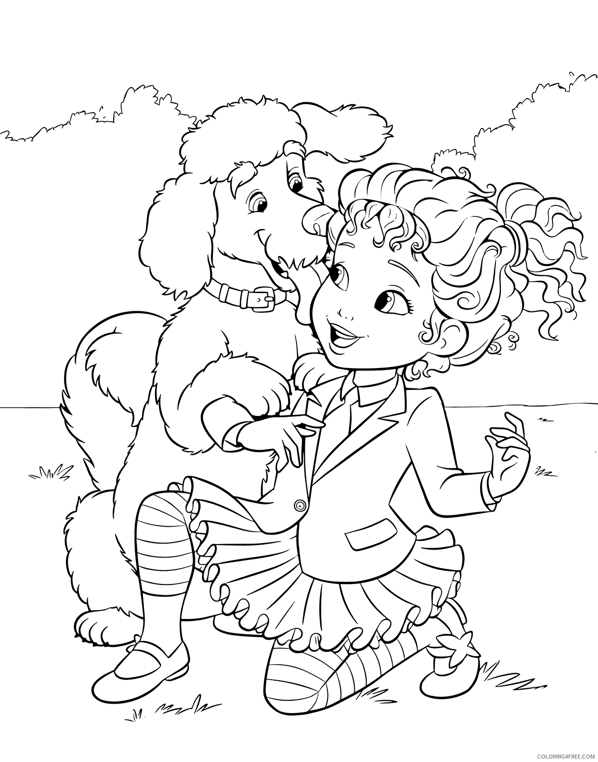 Poodle Coloring Pages Animal Printable Sheets Poodle and Owner 2021 4012 Coloring4free