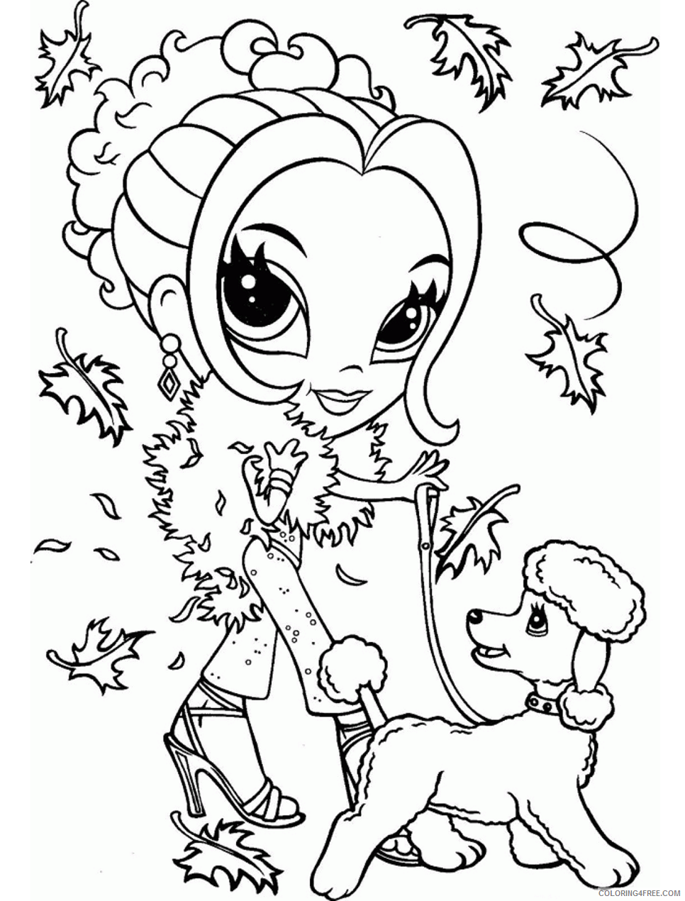 Poodle Coloring Pages Animal Printable Sheets glamour_girl_with_poodle 2021 4010 Coloring4free