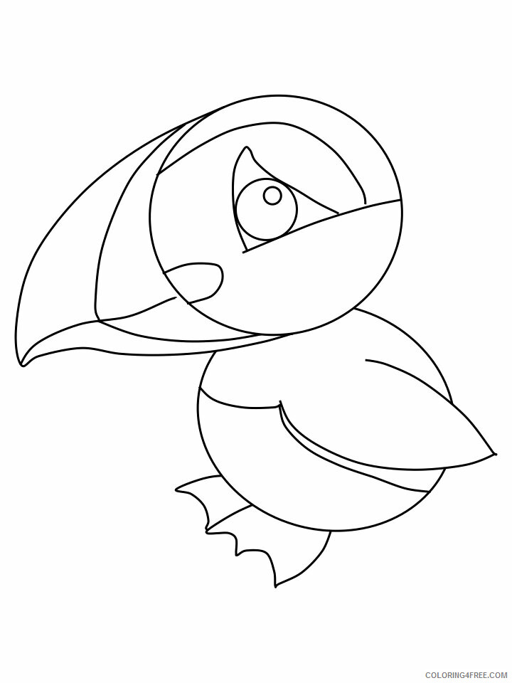 Puffins Coloring Pages Animal Printable Sheets cartoon puffin 2 2021 4034 Coloring4free