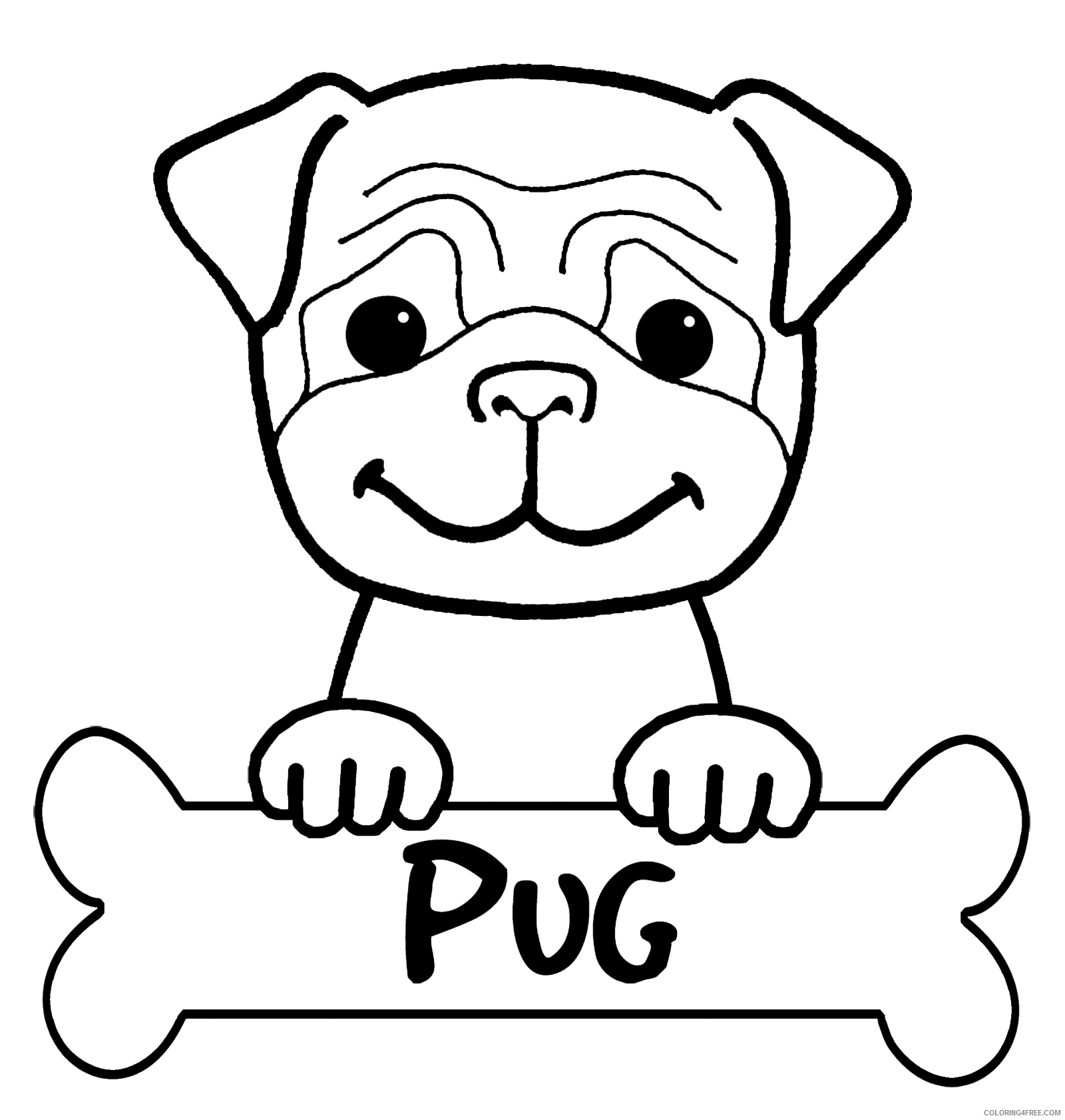 Pug Coloring Pages Animal Printable Sheets Cute Free Pug 2021 4044 Coloring4free
