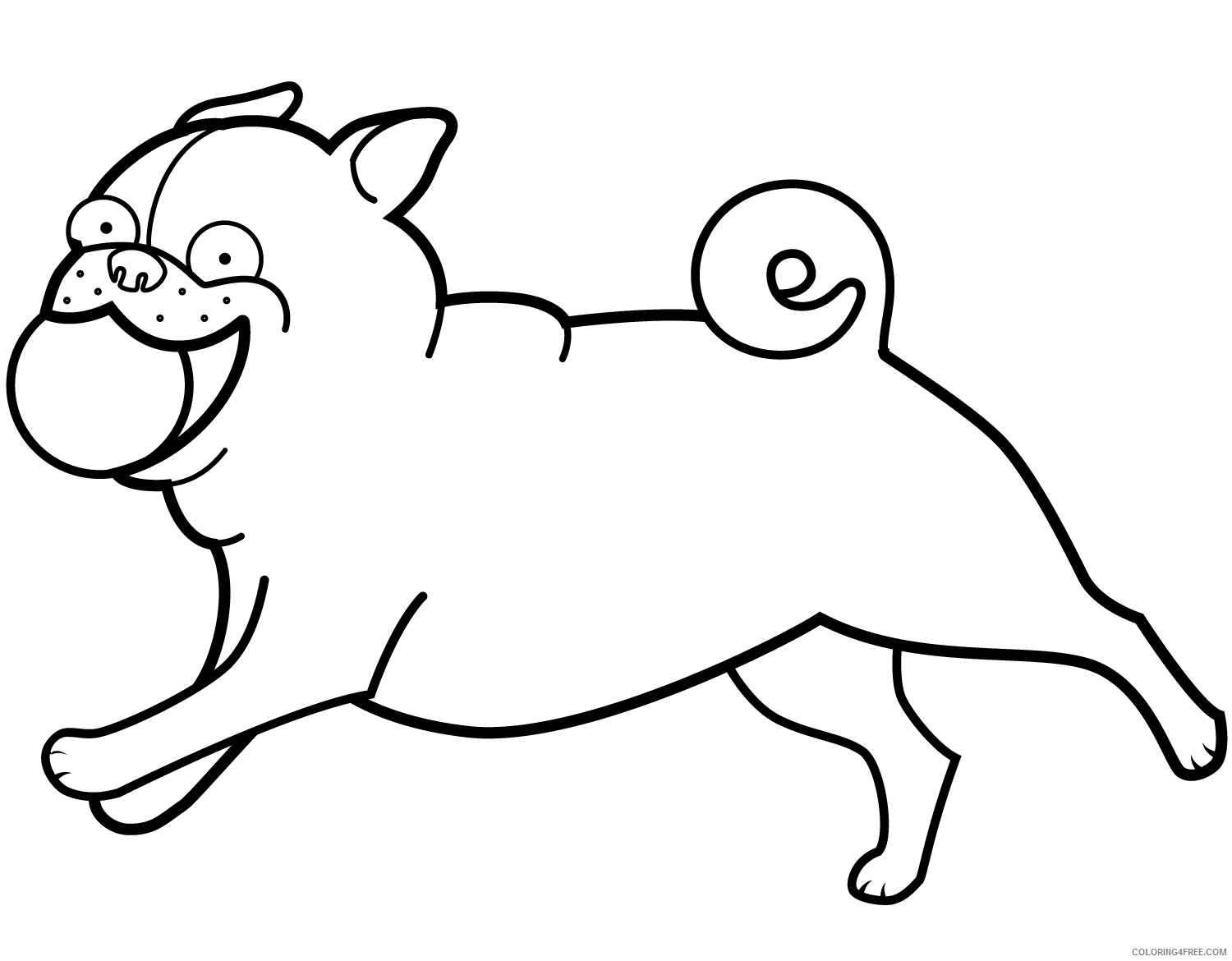 Pug Coloring Pages Animal Printable Sheets funny pug playing ball 2021 4048 Coloring4free