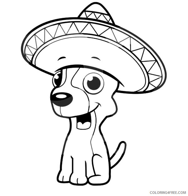 Puppy Coloring Pages Animal Printable Sheets Mexican Hat Puppy 2021 4087 Coloring4free
