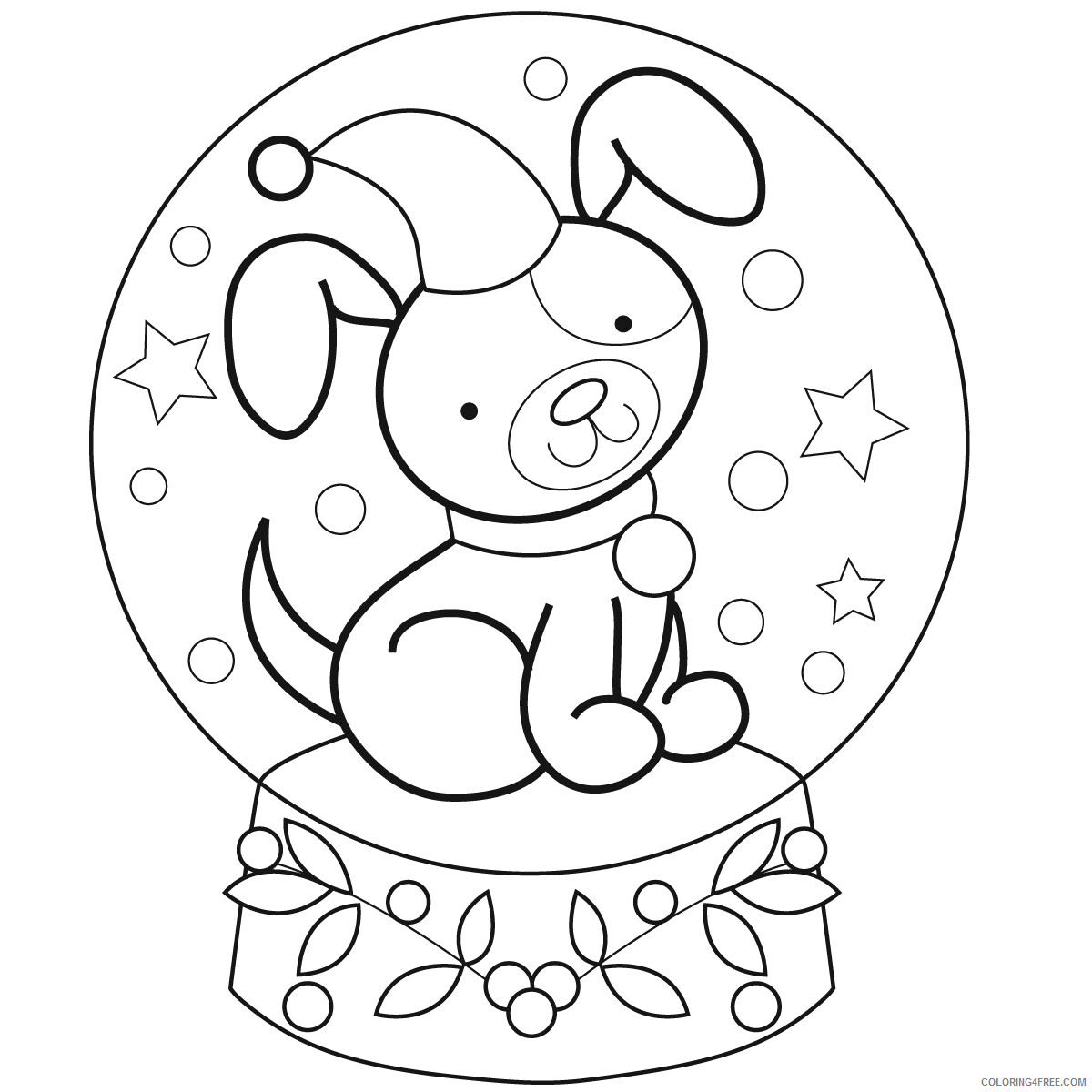 Puppy Coloring Pages Animal Printable Sheets Puppy Snowglobe 2021 4115 Coloring4free