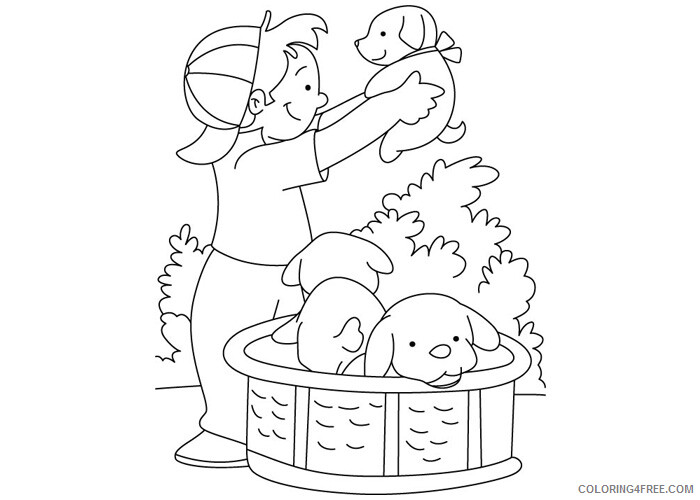 Puppy Coloring Pages Animal Printable Sheets Puppy and boy 2021 4094 Coloring4free