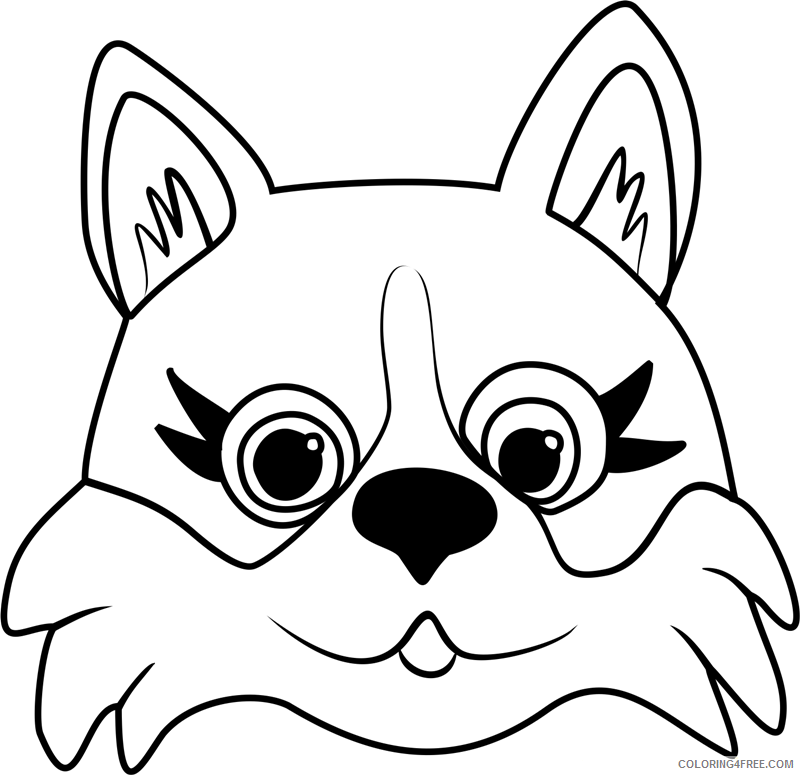 Puppy Coloring Pages Animal Printable Sheets corgi puppy face 2021 4067 Coloring4free