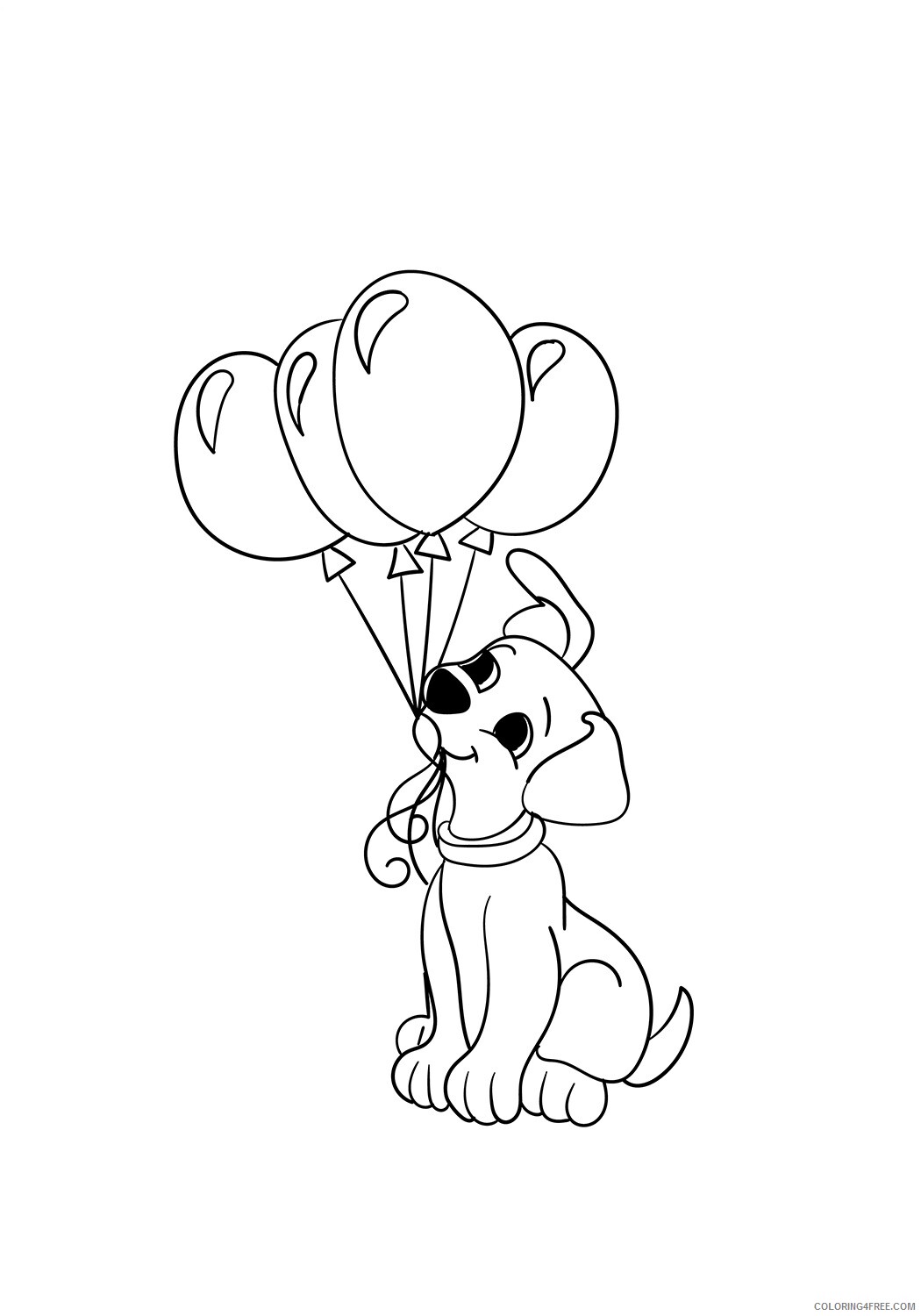 Puppy Coloring Pages Animal Printable Sheets the cute puppy with balloons 2021 Coloring4free
