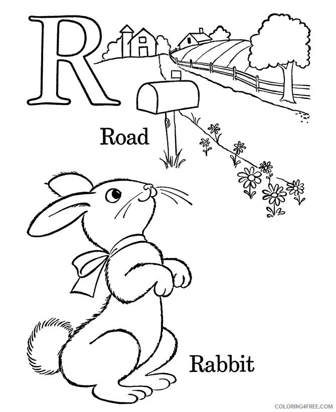 Rabbit Coloring Pages Animal Printable R for Rabbit Easter Worksheet 2021 4193 Coloring4free
