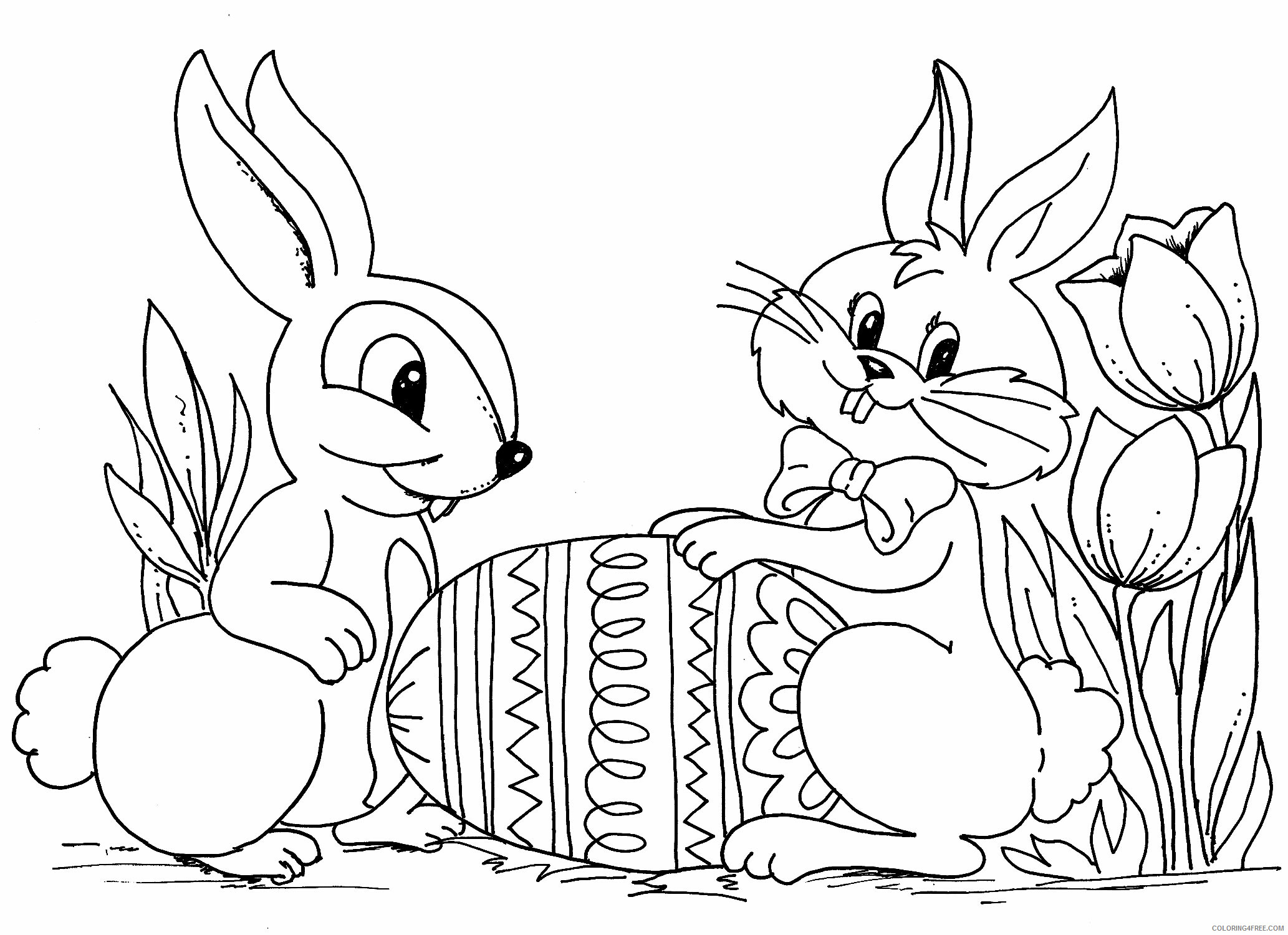 Rabbit Coloring Pages Animal Printable Sheets Easter Rabbit 2021 4157 Coloring4free