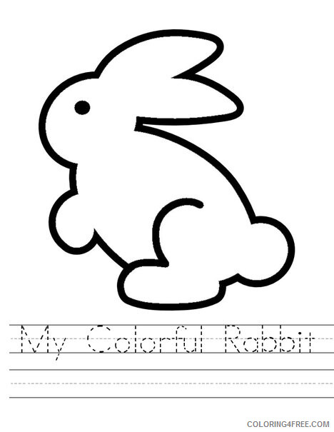 Rabbit Coloring Pages Animal Printable Sheets Rabbit Word Trace Kindergarten 2021 Coloring4free