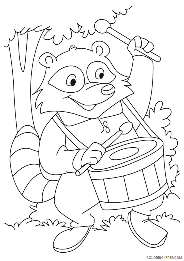 Raccoon Coloring Pages Animal Printable Sheets cartoon raccoon 2021 4195 Coloring4free