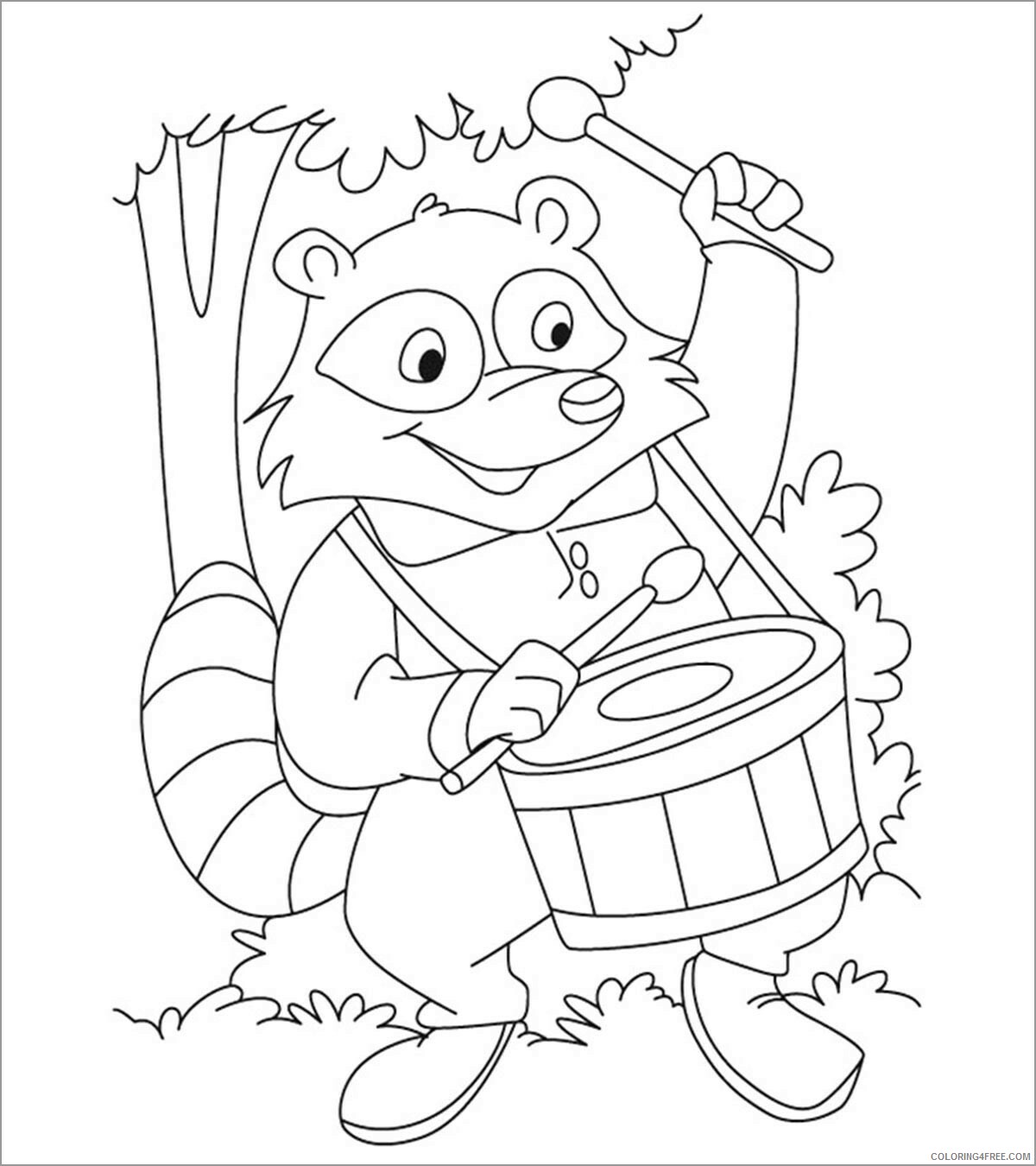 Raccoon Coloring Pages Animal Printable Sheets cartoon raccoon 2021 4196 Coloring4free