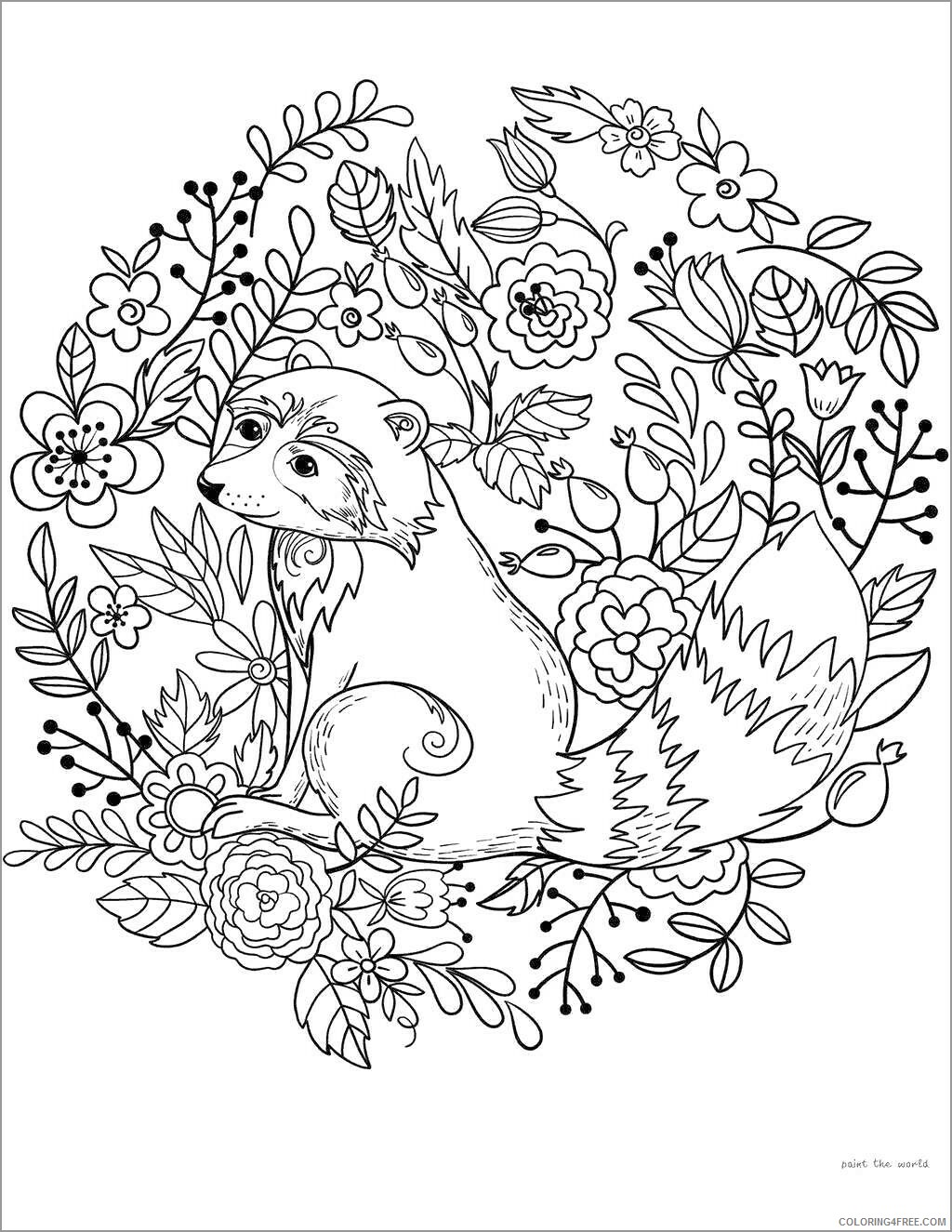 Raccoon Coloring Pages Animal Printable Sheets mandala raccoon 2021 4201 Coloring4free