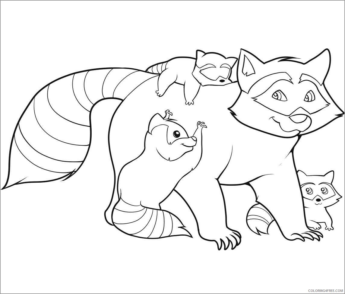 Raccoon Coloring Pages Animal Printable Sheets Raccoon Mom And Baby 21 4219 Coloring4free Coloring4free Com