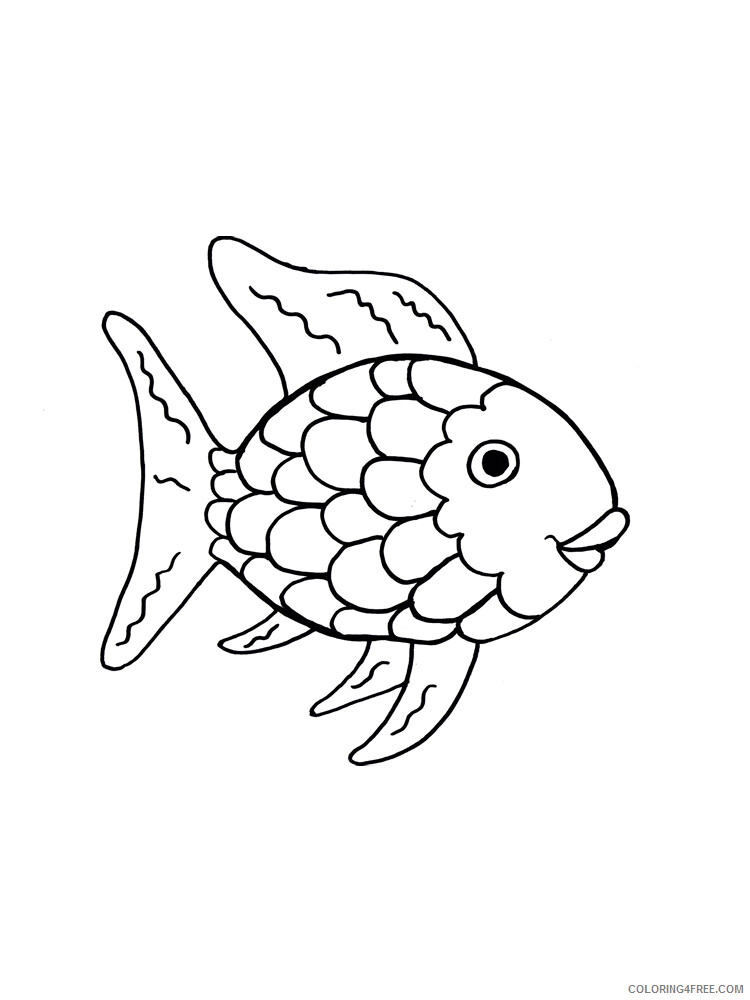 Rainbow Fish Coloring Pages Animal Printable Sheets Rainbow Fish 3 2021 4223 Coloring4free