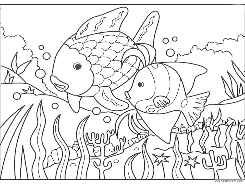 Rainbow Fish Coloring Pages Animal Printable Sheets Rainbow Fish 5 2021 4224 Coloring4free
