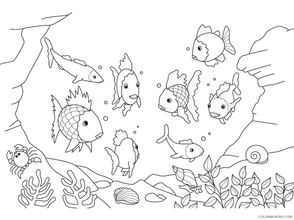 Rainbow Fish Coloring Pages Animal Printable Sheets Rainbow Fish 6 2021 4225 Coloring4free