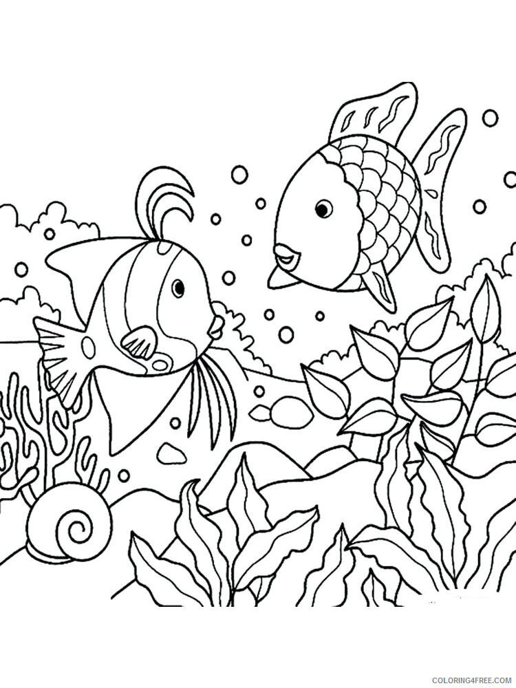 Rainbow Fish Coloring Pages Animal Printable Sheets Rainbow Fish 8 2021 4227 Coloring4free