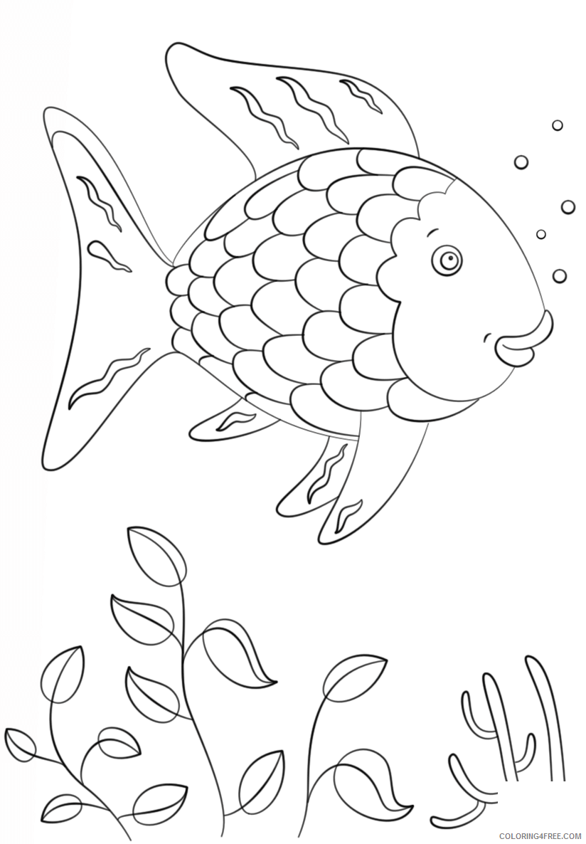 Rainbow Fish Coloring Pages Animal Printable Sheets rainbow fish 2 2021 4221 Coloring4free