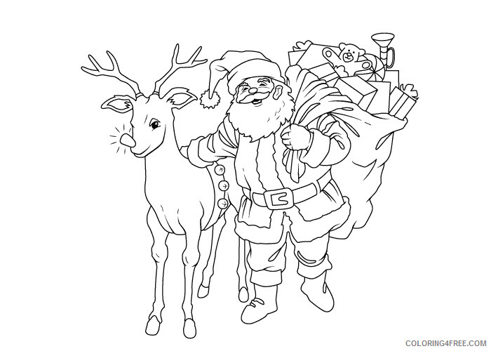 Reindeer Coloring Pages Animal Printable Sheets Santa reindeer 2021 4289 Coloring4free