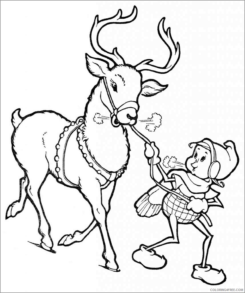 Reindeer Coloring Pages Animal Printable Sheets christmas reindeer 2021 4277 Coloring4free
