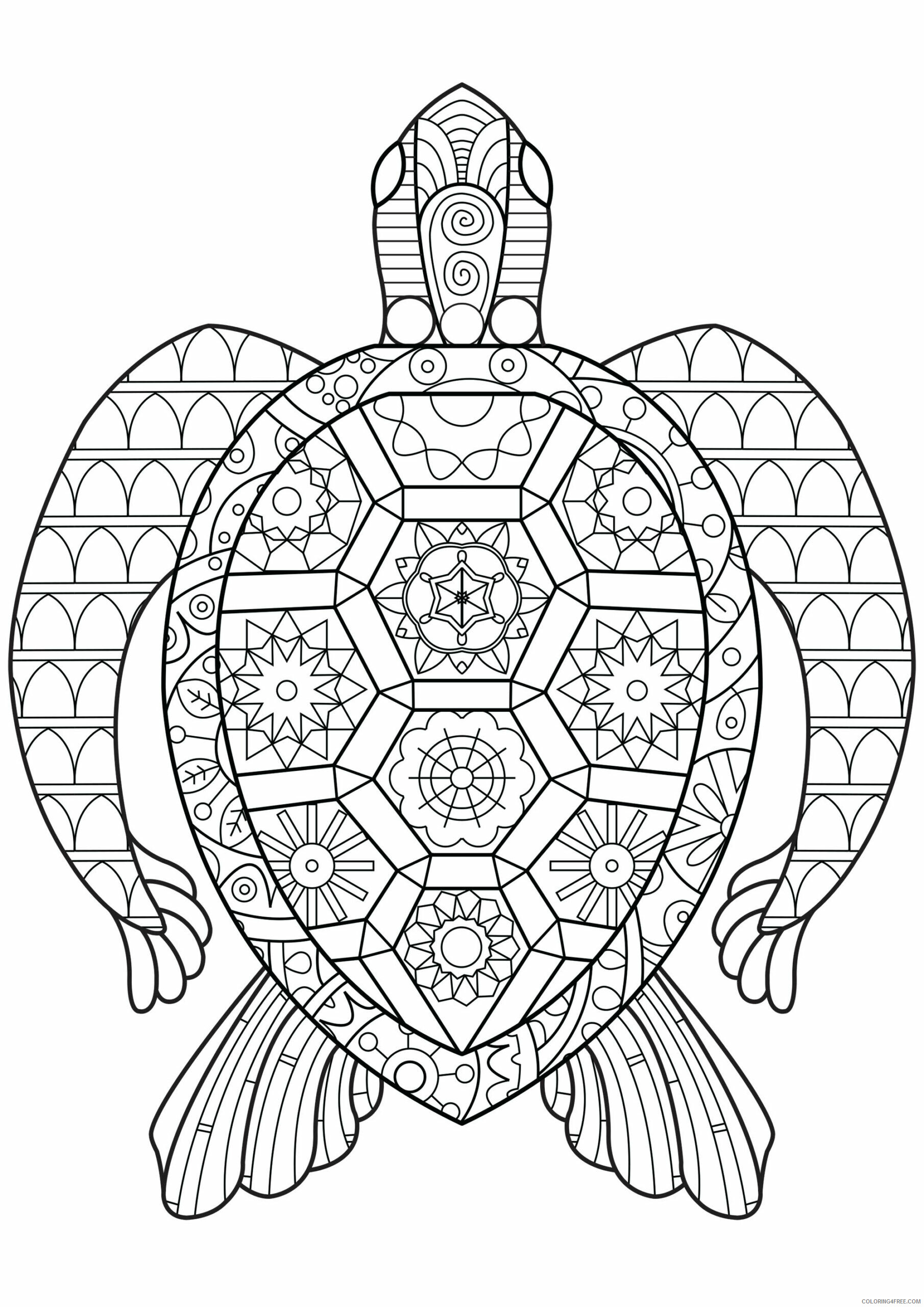 Reptile Coloring Pages Animal Printable Sheets Zen Turtle Pattern Reptile 2021 Coloring4free