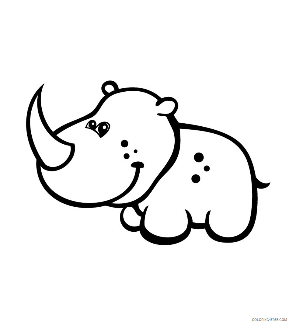 Rhino Coloring Pages Animal Printable Sheets Cartoon Rhinoceros 2021 4309 Coloring4free