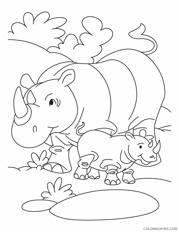 Rhino Coloring Pages Animal Printable Sheets Printable Rhinoceros 2021 4314 Coloring4free