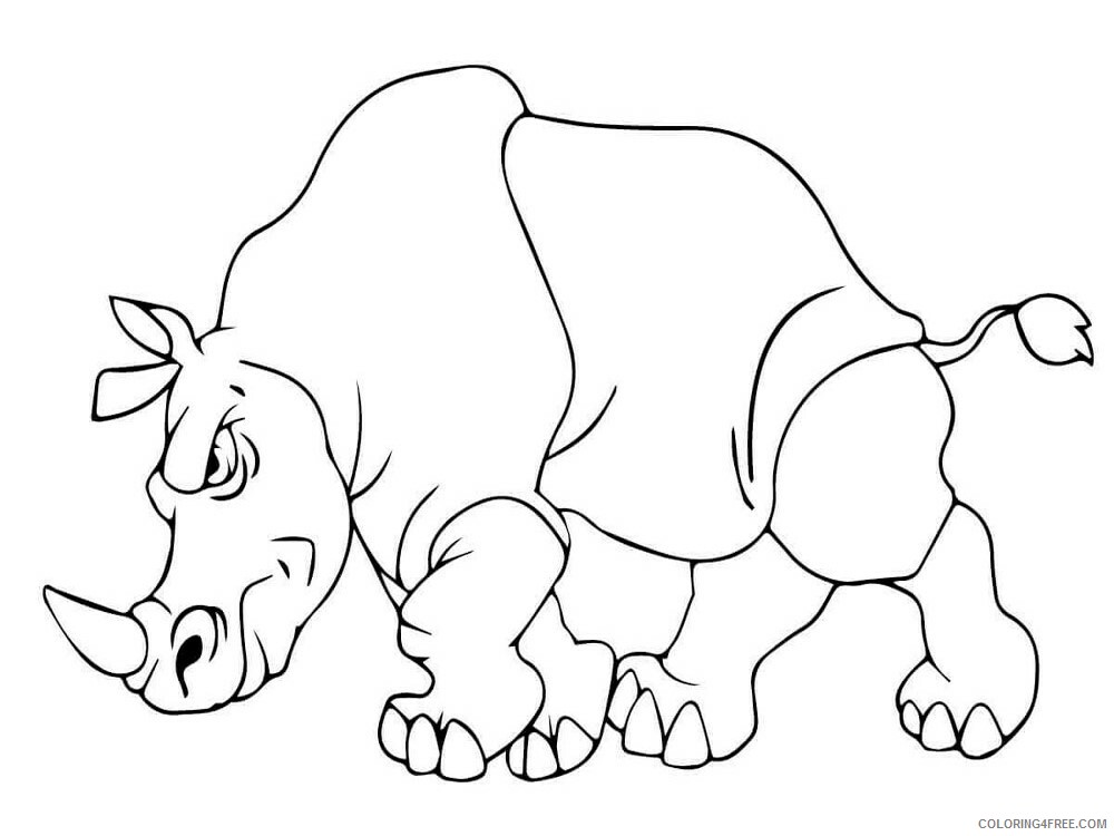 Rhino Coloring Pages Animal Printable Sheets Rhino animal 337 2021 4321 Coloring4free