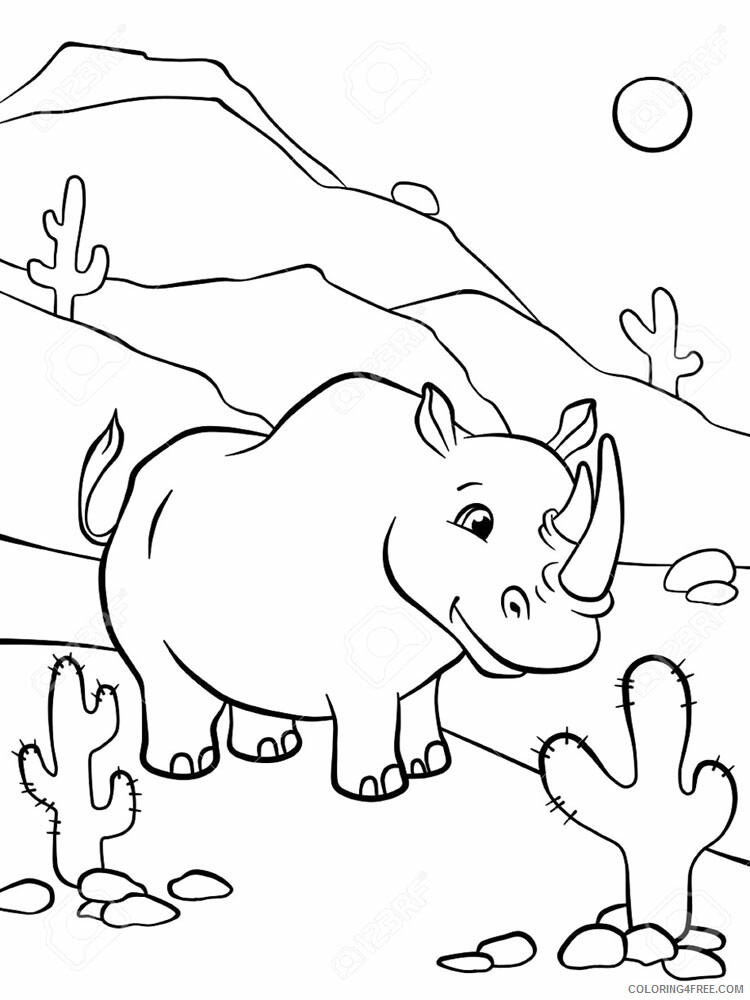 Rhino Coloring Pages Animal Printable Sheets Rhino animal 340 2021 4322 Coloring4free