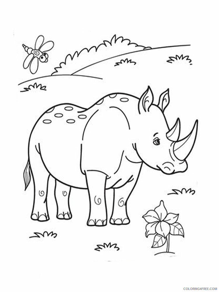 Rhino Coloring Pages Animal Printable Sheets Rhino animal 344 2021 4325 Coloring4free