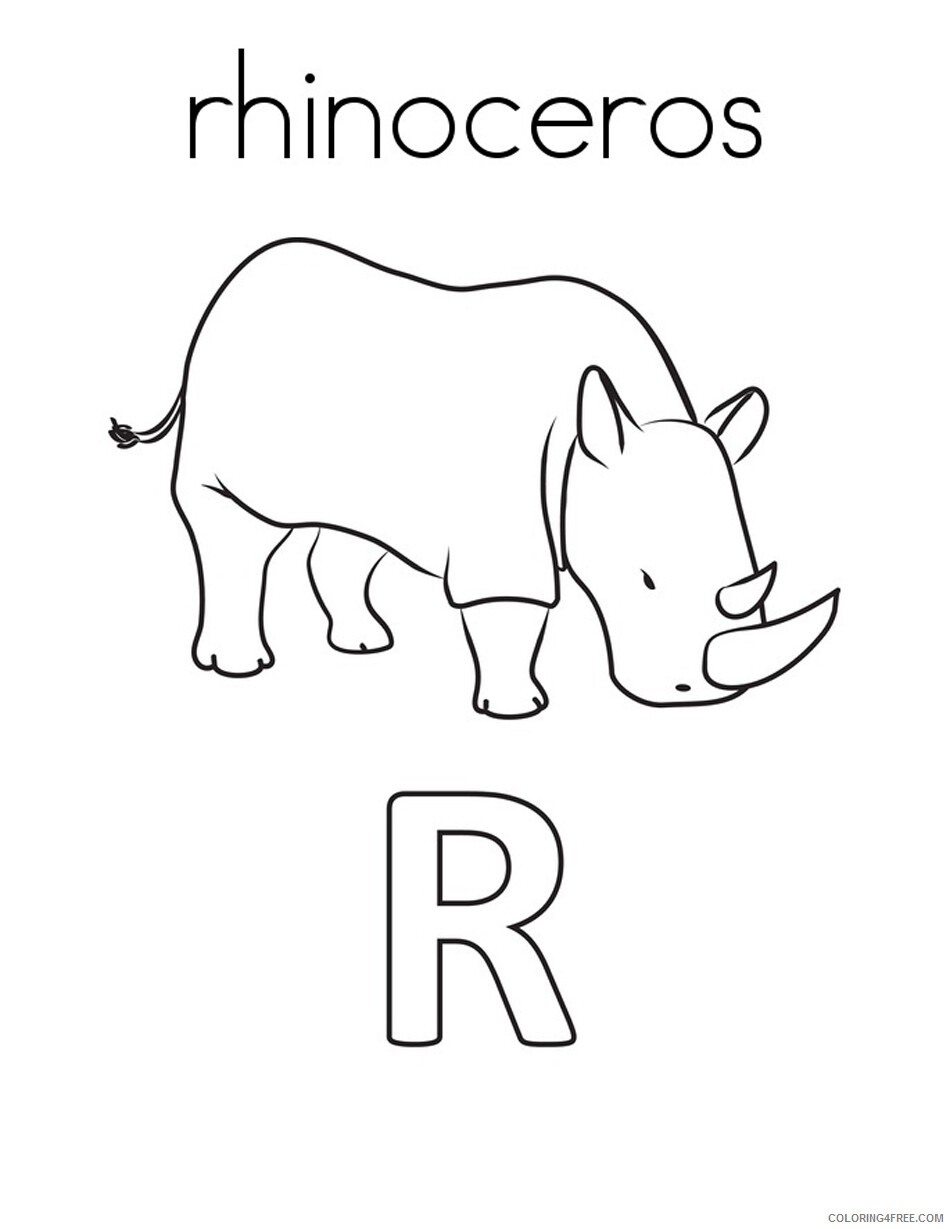 Rhino Coloring Pages Animal Printable Sheets Rhinoceros 2021 4331 Coloring4free