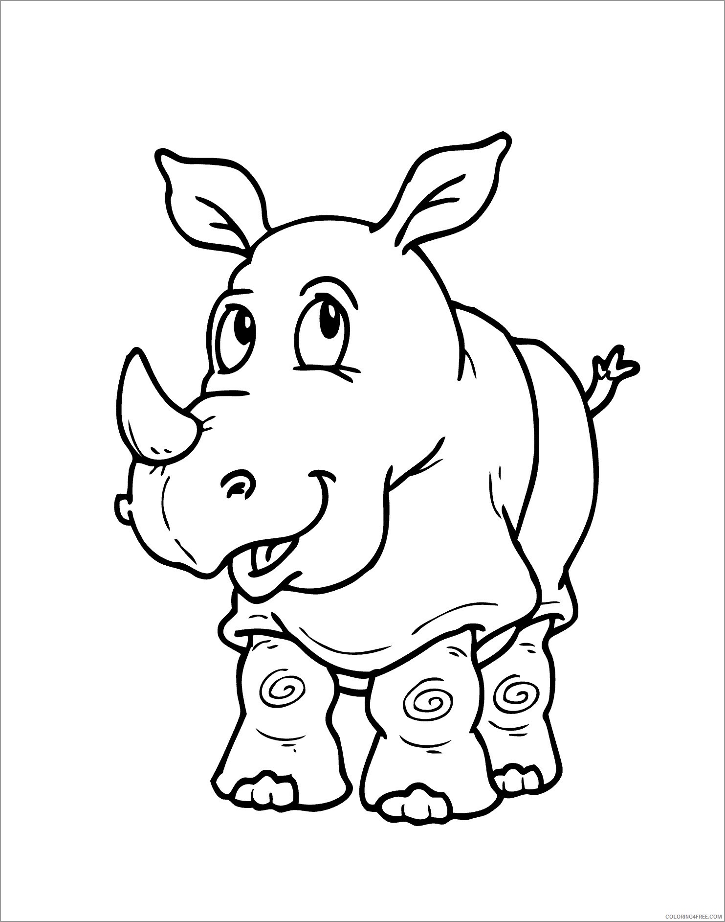 Rhino Coloring Pages Animal Printable Sheets cute rhino for kids 2021 4312 Coloring4free