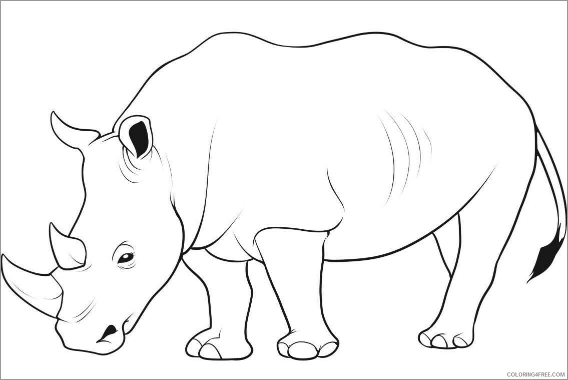 Rhino Coloring Pages Animal Printable Sheets printable rhino 2021 4315 Coloring4free