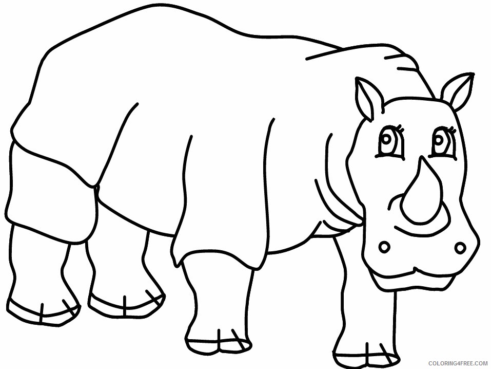 Rhino Coloring Pages Animal Printable Sheets rhino3 2021 4318 Coloring4free
